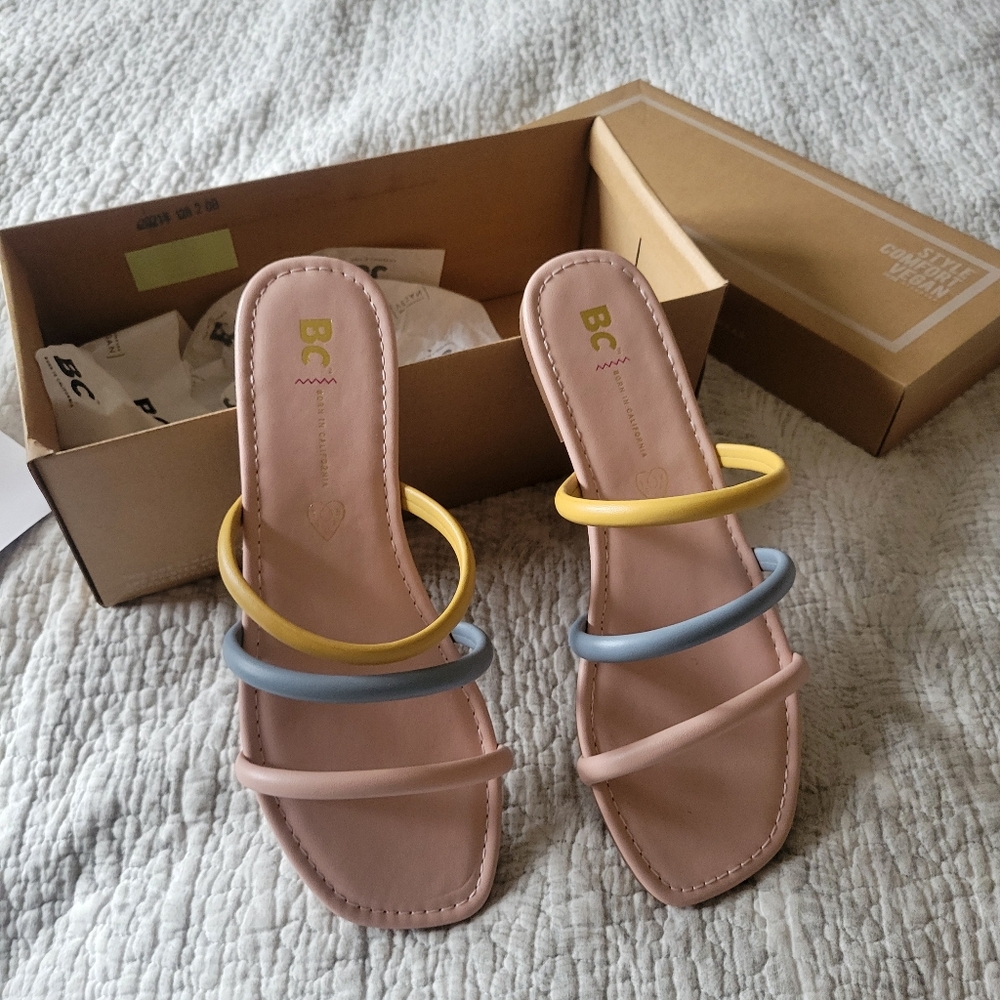 BORN IN CALIFORNIA, VEGAN KEATHER, Women's Multicolor Strappy Sandals